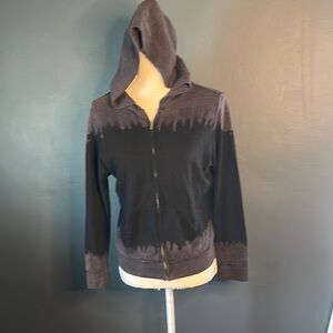 Monrow Black and Brown Zip Hoodie Jacket